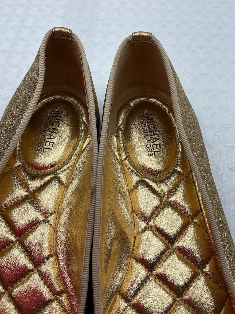 Michael Kors Gold Metallic Quilted Ballet Flats with Bow - Picture 7 of 10